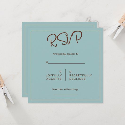Chocolate Mood Minimal Wedding RSVP カード (正面/裏面インサイチュ)