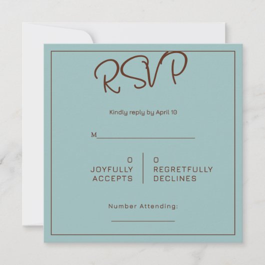 Chocolate Mood Minimal Wedding RSVP カード (正面)