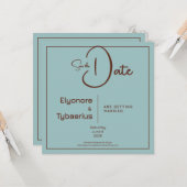 Chocolate Mood Minimal Wedding Save the Date カード (正面/裏面インサイチュ)