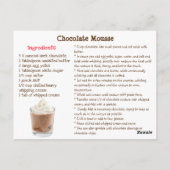 Chocolate Mousse Recipe Card ポストカード (裏面)