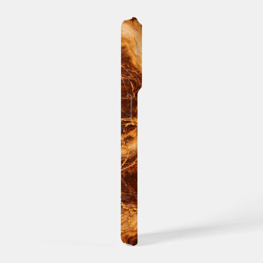 Chocolate Peanut Butter Marble with Gold Veining iPhoneケース (右側面)