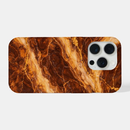 Chocolate Peanut Butter Marble with Gold Veining iPhoneケース (裏面横)