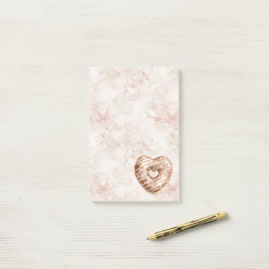 Chocolate Pink Heart Cookie ポストイット (デスク上)