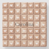 Chocolate Pink Hearts Love Valentine's Day ストーンコースター (正面)