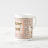 Chocolate Plaid Bone China Mug – “Yummy Latte” ボーンチャイナマグカップ (正面右)