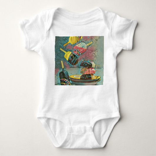 Chocolate popsicle sprinkles ベビーボディスーツ (正面)