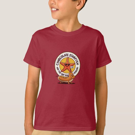 Chocolate Starfish and Hot Dog Cartoon T-Shirt Tシャツ (正面)