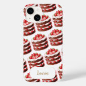 Chocolate Strawberry Cakes Fun Foodie Custom name Case-Mate iPhoneケース (裏面)