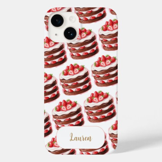 Chocolate Strawberry Cakes Fun Foodie Custom name Case-Mate iPhoneケース (裏面)