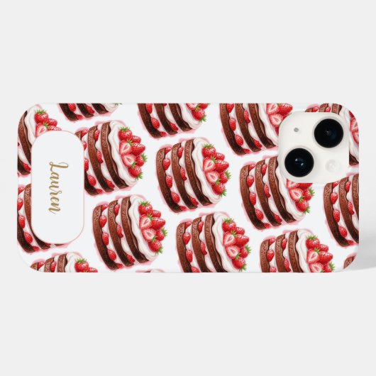 Chocolate Strawberry Cakes Fun Foodie Custom name Case-Mate iPhoneケース (裏面 (横))