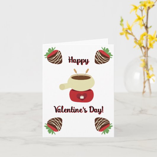 Chocolate Strawberry Fondue Valentine's Day Card カード (黄色い花)