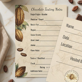 Chocolate Tasting Notes Professional Format Card 招待状