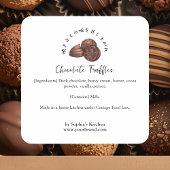 Chocolate Truffles Watercolor Bakery Ingredient スクエアシール