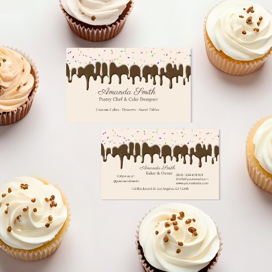 Chocolate & Vanilla Confetti Frosting Drip  名刺