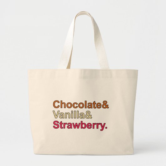 Chocolate Vanilla Strawberry Neapolitan Ice Cream ラージトートバッグ (正面)
