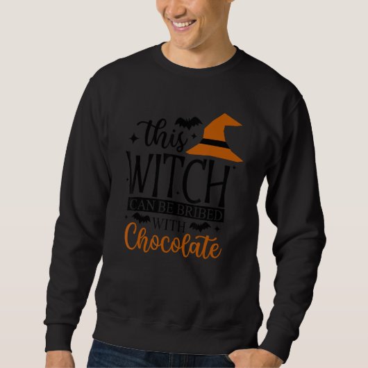 Chocolate  Witch Chocoholic Ladies Halloween スウェットシャツ (正面)