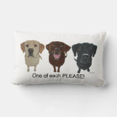 Chocolate, yellow and black Labrador Retriever ランバークッション (裏面)