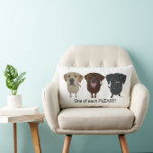Chocolate, yellow and black Labrador Retriever ランバークッション (椅子)