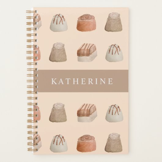 Chocolates Watercolor Art Pattern Planner プランナー手帳 (正面)