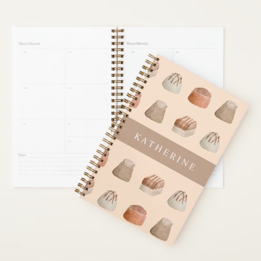 Chocolates Watercolor Art Pattern Planner プランナー手帳 (ディスプレー)