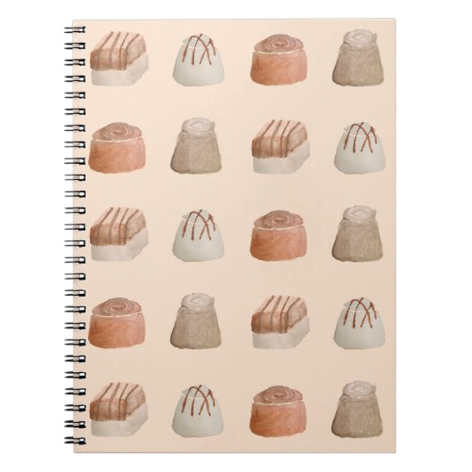 Chocolates Watercolor Pattern Notebook ノートブック (正面)