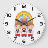 Choir Boys Singing in Church Christian Worship ラージ壁時計 (正面)