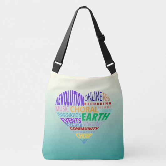 Choir of the Earth Word Cloud Green Ombre クロスボディバッグ (正面)