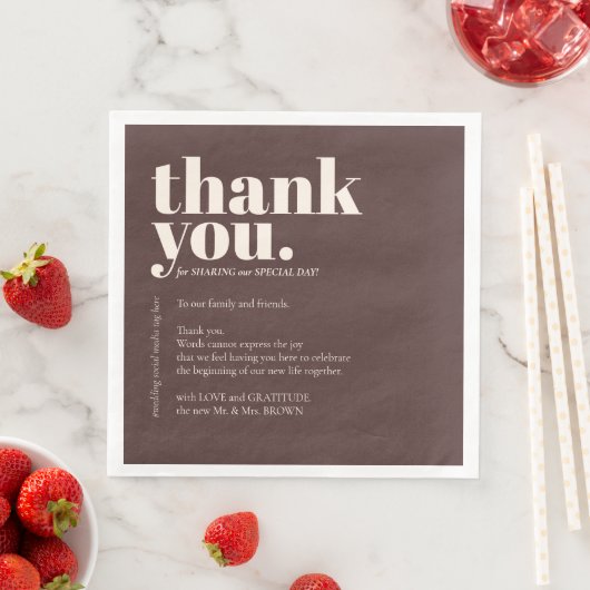 Cholate Brown Thank Minimalist Decor Wedding (インサイチュ)