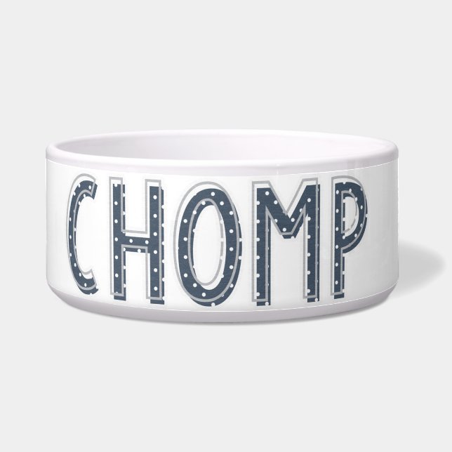CHOMP ネイビーブルー セラミック ペットボウル (正面)