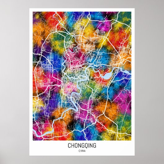 Chongqing China City Map ポスター (正面)
