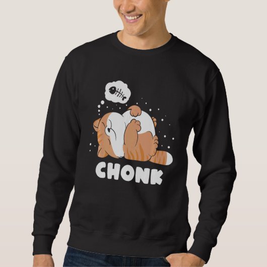 Chonk Lazy Catがミーム スウェットシャツ (正面)