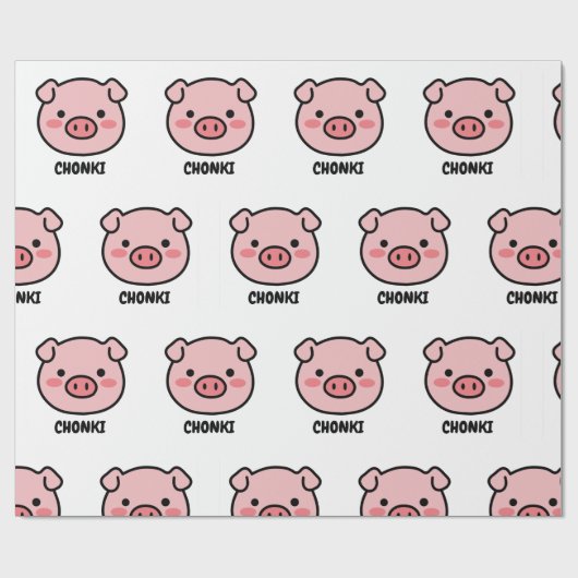 Chonki The Lazy Pig - Cute Chonkibao Face ラッピングペーパー (フラット)