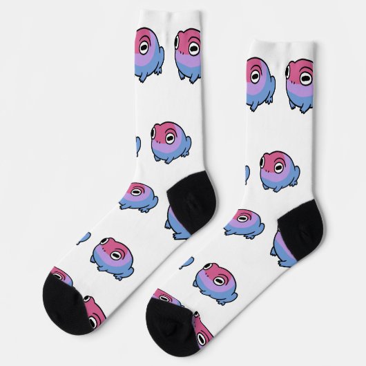 Chonky Bisexual Frog Queer Socks | Cute Bi Pride  ソックス (左)