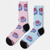 Chonky Bisexual Frog Queer Socks | Cute Bi Pride  ソックス (左)