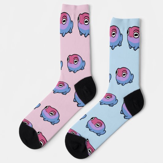 Chonky Bisexual Frog Queer Socks | Cute Bi Pride  ソックス (左)