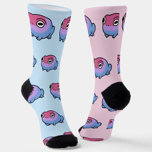 Chonky Bisexual Frog Queer Socks | Cute Bi Pride  ソックス (傾斜あり)