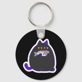 Chonky Black Cat with a Fish Keychain キーホルダー