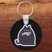 Chonky Black Cat with a Fish Keychain キーホルダー (正面)