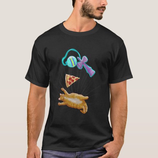 Chonky cat with pizza and kendama tシャツ (正面)