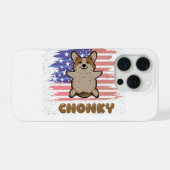 Chonky Corgi Patriotic USA Flag Funny Dog Gift iPhoneケース (裏面横)
