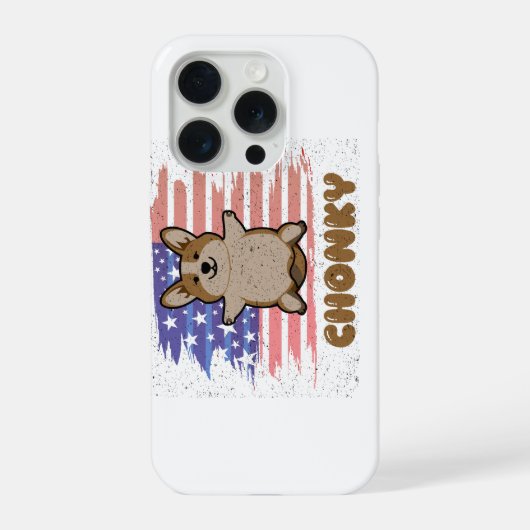 Chonky Corgi Patriotic USA Flag Funny Dog Gift iPhoneケース (裏面)