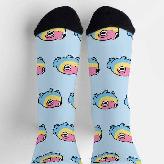Chonky Pansexual Frog Pride Socks | Cute Pan Pride ソックス (上部)