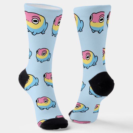 Chonky Pansexual Frog Pride Socks | Cute Pan Pride ソックス (傾斜あり)