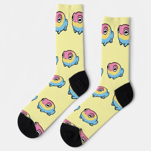 Chonky Pansexual Frog Pride Socks | Cute Pan Pride ソックス (左)