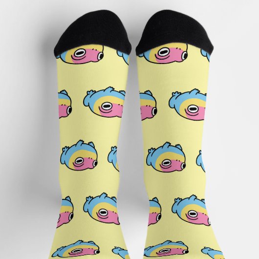Chonky Pansexual Frog Pride Socks | Cute Pan Pride ソックス (上部)