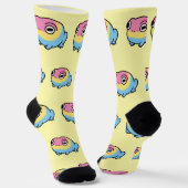 Chonky Pansexual Frog Pride Socks | Cute Pan Pride ソックス (傾斜あり)