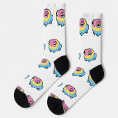 Chonky Pansexual Frog Pride Socks | Cute Pan Pride ソックス (左)