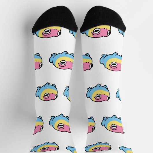 Chonky Pansexual Frog Pride Socks | Cute Pan Pride ソックス (上部)