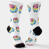 Chonky Pansexual Frog Pride Socks | Cute Pan Pride ソックス (傾斜あり)