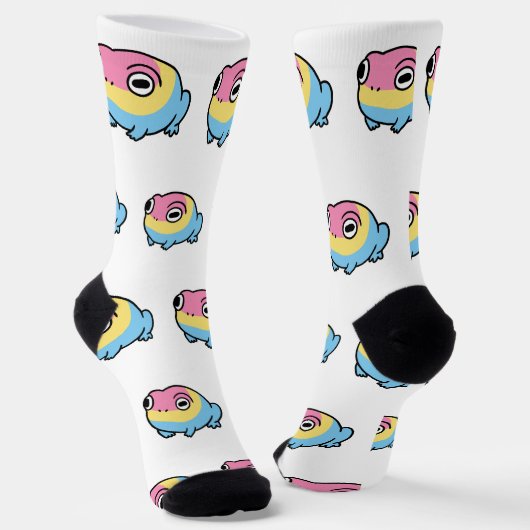 Chonky Pansexual Frog Pride Socks | Cute Pan Pride ソックス (傾斜あり)